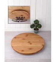 Bambu 360 Derece Dönen Lüx Servis Sunum Tabağı, 30 cm, Pizza ve Peynir Sunum Tahtası