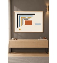 İç İçe Köşeler Bauhaus Çubuklar Ahşap Çerçeveli Duvar Tablosu