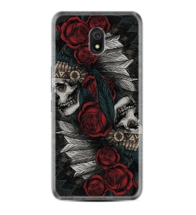 Xiaomi Redmi 8A 8 Pro 9C 9T 10C 11T Pro Kılıf Desenli Silikon Skull Rose 1673