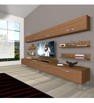 Decoraktiv Ekoflex 360Y Slm Krom Ayaklı Tv Ünitesi Tv Sehpası - Naturel Ceviz