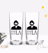 BK Gift Kişiye Özel Renkli Baskılı Rakı Koy La Tasarımlı İkili Rakı Bardağı Seti-1 (Beyaz)