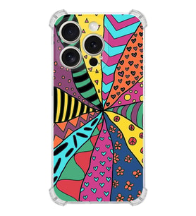 PrintiFy Apple iPhone 15 Pro Retro Color 4 Şeffaf Köşe ve Kamera Korumalı Korumalı Antişok Kılıf