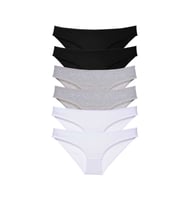 6 adet Süper Eko Set Likralı Kadın Slip Külot Siyah Gri Beyaz