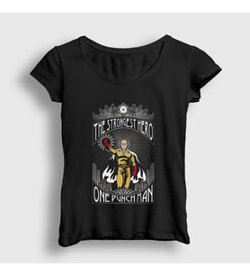 Presmono Kadın Siyah Strongest Anime One Punch Man T-Shirt 240832tt