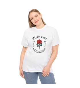 Unisex Bisiklet Yaka Baskılı T-Shirt - Beyaz