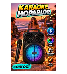 Bluetooth Karaoke Hoparlör 6.5 İnç Mikrofonlu RGB Işıklı Taşınabilir Speaker