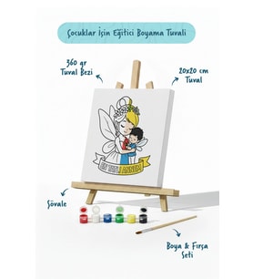 Çocuklar İçin Anneler Günü Boyama Tuvali – Şövaleli Boya Seti 20x20 cm