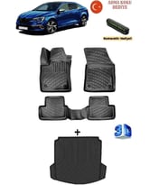 Renault Megane 4 2016 Sonrası Uyumlu 3D Havuzlu Paspas ve Çift Cepli Bagaj Havuzu Seti ASMA KOKU VE NUMARATÖR HEDİYELİ