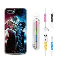 Oppo A5S A15 A16 A54 A55 A73 A74 Kılıf Kablo Koruma Spiral Silikon Play Me 1757