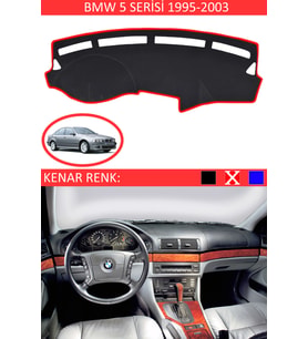 BMW 5 Serisi 1995-2003 İçin Uygun Torpido Koruma Halısı Siyah Kenar Renk Kırmızı