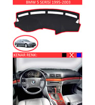 BMW 5 Serisi 1995-2003 İçin Uygun Torpido Koruma Halısı Siyah Kenar Renk Kırmızı