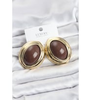 Pirinç Kahverengi Badem Model Vintage Gold Kadın Küpe - TJ-BKP11590