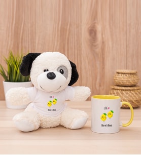 Kişiye Özel Sevimli Limonlar Peluş Köpek ve Sarı Kupa