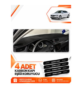 SKODA SUPER-B (2015-2021) Uyumlu Ön Torpido Koruma Kılıfı Halısı - Siyah