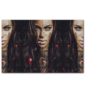 Cakapuzzle Boyun Dövme İllüstrasyonlu Kadın Görseli Puzzle Yapboz MDF (Ahşap) (120 Parça)