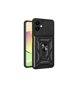 Samsung Galaxy A06 Kılıf Pars Lens Yüzüklü Silikon - Siyah