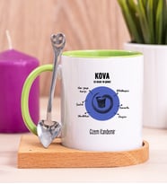 Kişiye Özel Kova Burcuna Hediye Ahşap Altlıklı Yeşil Kupa Bardak