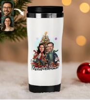 BK Gift Kişiye Özel Sevgili Yılbaşı Karikatürlü Çelik Termos Bardak - 9, Yılbaşı Hediyesi, Yeni Yıl Hediyesi