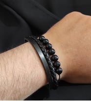 Sevgiliye Deri Bileklik Üçlü Deri Bilekik Erkek Bileklik Bozcuk Bileklik Örgü Deri Bileklik