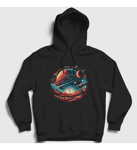 Presmono Unisex Siyah Desert Space View Uzay Kapüşonlu Sweatshirt 434877tt