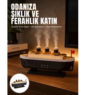 Ultra Sessiz Titanik Gemi Led Işıklı Aroma Difüzörü Oda Nemlendirici Yeni Nesil