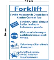 Metal Forklift Kullanımı 15 cm x 20 cm Uyarı Levhası Yönlendirme Tabelası