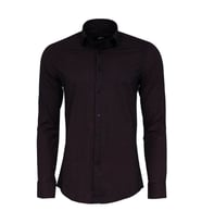 Kahverengi Mini Kare Desenli Slim Fit Gömlek - Wessi