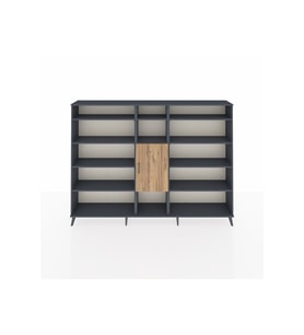 Arges Dolap 12 Raflı Tek Kapaklı  220x30x163 Antrasit-Çam/Antrasit