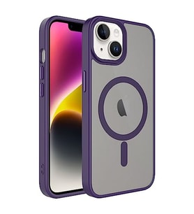 Coverzone ?Phone 13-14 ile Uyumlu Sert PC Arka Y�zey Wireless ?arj �zellikli Buzlu Saydam ZF Kapak