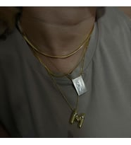 Şık Plaka Silüet Fotoğraf Kolye 925K Gümüş (Gold)