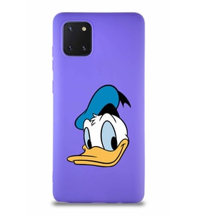 Samsung Galaxy A81 Soft Premier Kapak Donald Duck-B Tasarımlı Silikon Kılıf - Mor (Şeffaf)