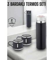 Paslanmaz Çelik 3 lü Termos Seti Vakumlu ve 8 Saat Isı Koruma