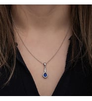 Mavi Zirkon Taşlı 925 Ayar Gümüş Kadın Kolye
