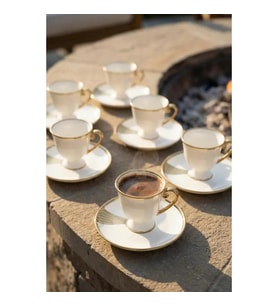 Blair 6 Kişilik Porselen Kahve Fincan Takımı Gold - 90 ml MSKF513