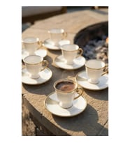 Blair 6 Kişilik Porselen Kahve Fincan Takımı Gold - 90 ml MSKF513