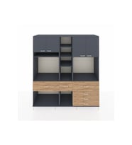 Kronos Dolap 11 Raflı 6 Çekmeceli 4 Kapaklı 220x59x243 Antrasit-Antrasit/Çam