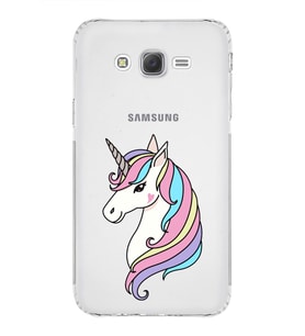 Samsung Galaxy J7 Uyumlu Kamera Korumalı Kapak Unicorn Tasarımlı  Şeffaf  Kılıf