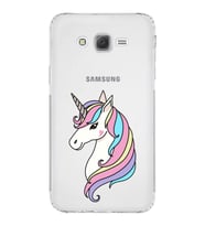 Samsung Galaxy J7 Uyumlu Kamera Korumalı Kapak Unicorn Tasarımlı  Şeffaf  Kılıf