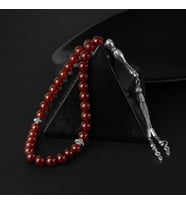 Kırmızı Akik Doğal Taş Tesbih 33lük - 8mm (Çok Renkli)