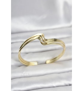 Zikzak Model Gold Renk Pirinç Kadın Bileklik