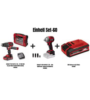 Einhell Set-60(18/70 Li-İ BL Drabeli matkap+18/350-C Li BL Darb. Som Sık+3AH Batarya ve Şarj Cihazı)