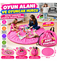 Pratik Taşınabilir Pembe Oyuncak Toplama Örtüsü Oyun Parkı Hurcu (adet fiyatıdır)