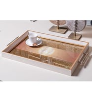 TABLOLIFE Dekoratif Sunum Tepsisi Gold Simli Beyaz (Karışık)