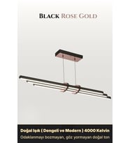 Cosmo Rose Gold Lineer LED Sarkıt Avize – Kumandalı Dim Edilebilir – Aşağı Işık