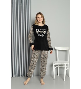 Akbeniz Welsoft Polar Kadın Pijama Takımı 20528 (Siyah)
