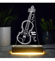 Keman Tasarımlı İsme Özel 3d Led Lamba