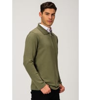 ALEXANDERGARDI POLO YAKA FERMUARLI TRİKO KAZAK (E21-PLYK00) (Yeşil)