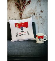 Polise Hediye Kupa Bardak ve Yastık Set 002 (Beyaz)