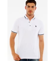T8586 DEWBERRY ERKEK POLO YAKA T-SHIRT-BEYAZ