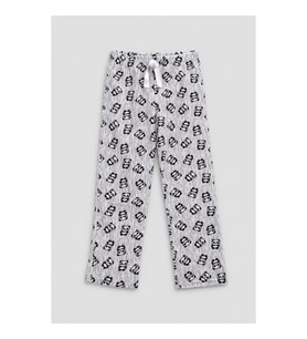 Kadın Panda Desenli Gri Polar Pijama Altı